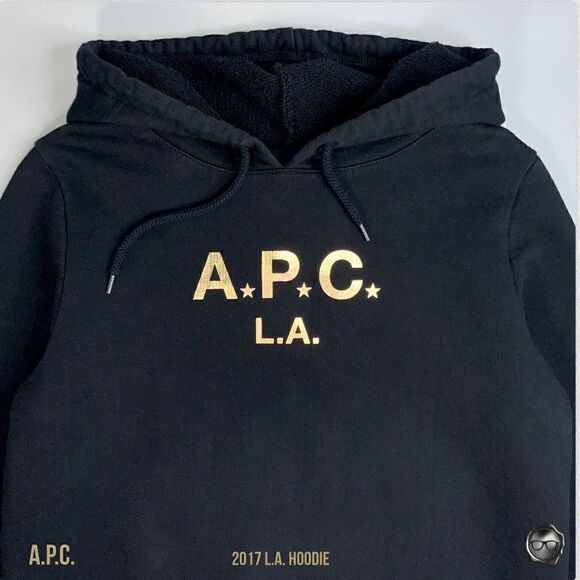 A.P.C. L.A. HOODIE IN BLACK & GOLD 2017 CAPSULE LOS ANGELES WOMEN SIZE SMALL NEW - Picture 4 of 14